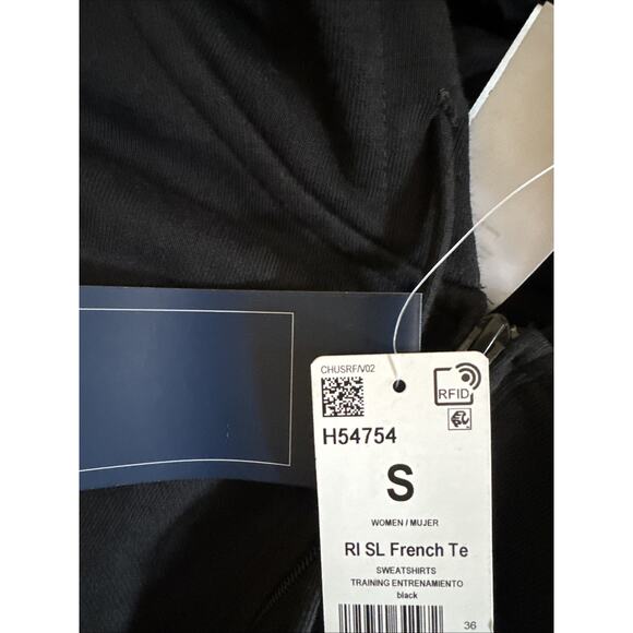 NWT REEBOK Women's Logo Drawstring Hoody French‎ Terry Full Zip | Black | Small - Picture 6 of 6